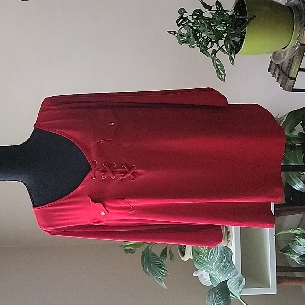 Red Long Sleeve Blouse